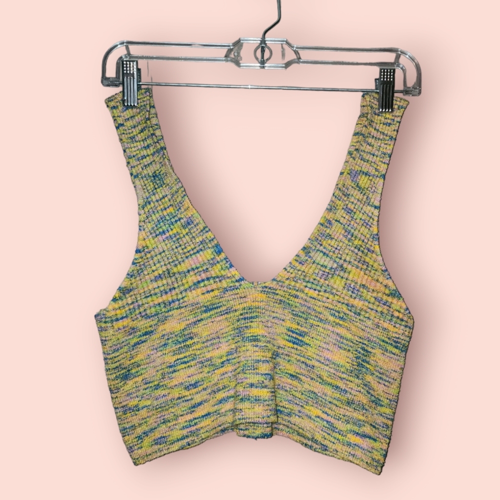 Urban Outfitters Rainbow Space Dye Ribbed Knit Crop Top Sleeveless Size Large
